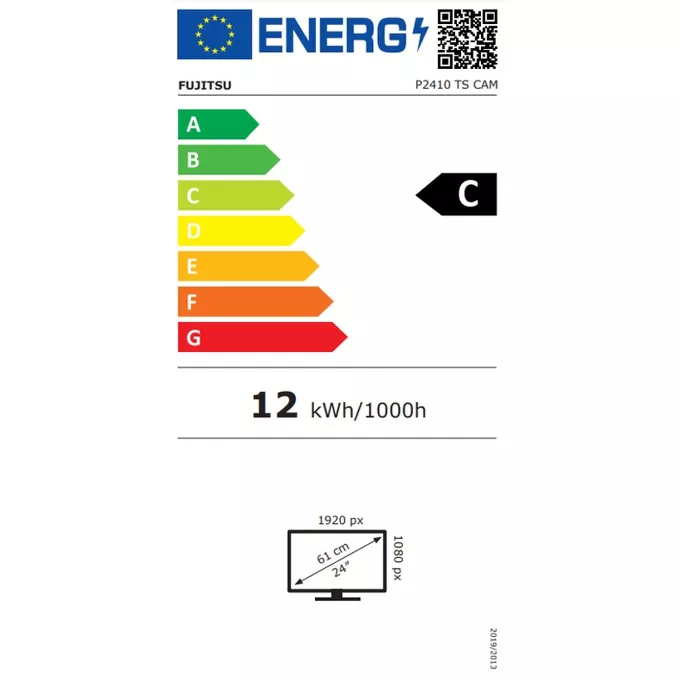 Fujitsu P2410 TS CAM (S26361-K1699-V165), 23.8" (60.45 cm) IPS панел, Full HD, 5ms, 20,000,000:1, 250 cd/m2, DisplayPort, HDMI, USB,  S26361-K1699-V165
