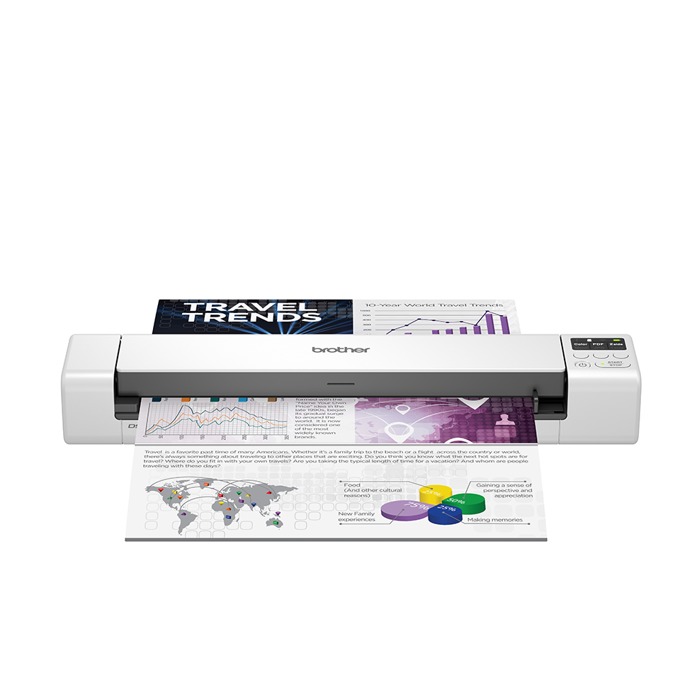 Преносим скенер Brother DS-940DW, 1200 x 1200 dpi, A4, двустранно сканиране, Li-ion батерия, USB, Wi-Fi, бял, DS-940DW, DS940DWTK1