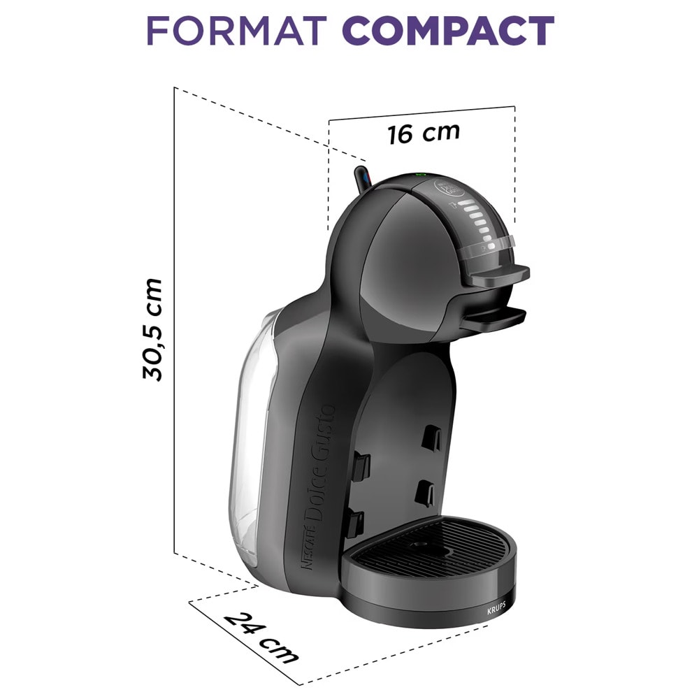 Кафемашина на капсули Krups Nescafe Dolce Gusto Mini Me, 1500W, 15 bar, 0.8 l. обем на резервоара за вода, черна, KP123810