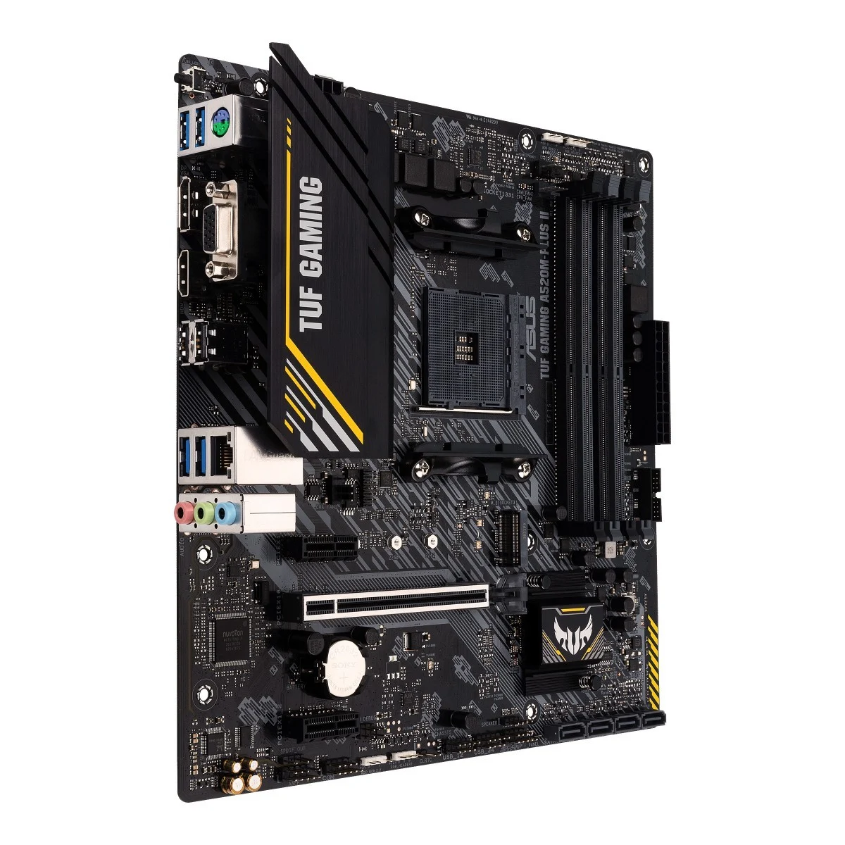 Дънна платка Asus TUF GAMING A520M-PLUS II, A520, DDR4, PCI-E 3.0 (DP/HDMI/VGA), 4x SATA 6Gb/s, 1x M.2, 4x USB 3.2 Gen 1, Micro ATX - 90MB17G0-M0EAY0