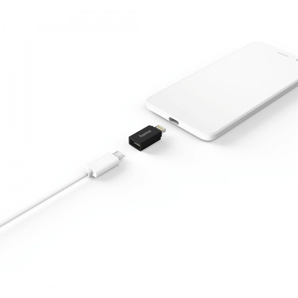 Hama Micro USB Adapter to Apple Lightning Plug MFI Black 178400