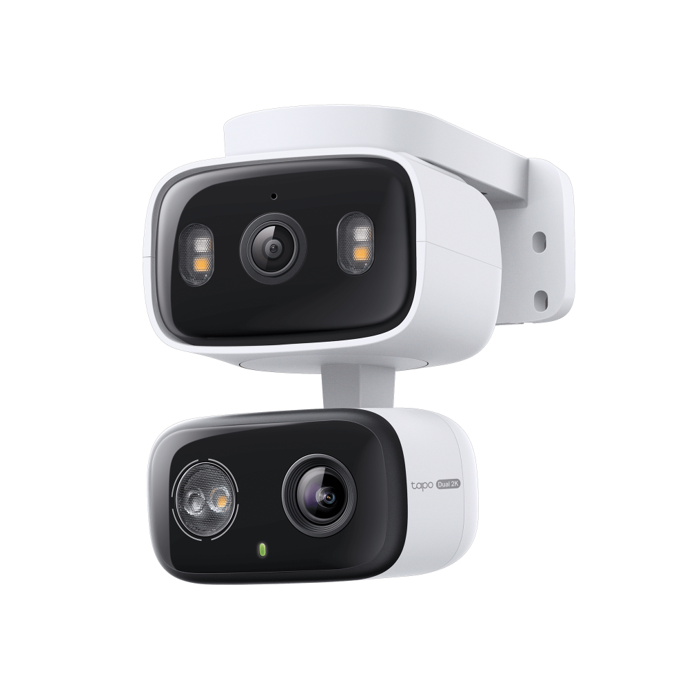 Безжична камера за видеонаблюдение TP-Link Tapo C246D с 2 обектива, 2K 3MP + 2K 3MP, За вътрешна/външна употреба, Нощно виждане, Интелигентно AI разпознаване, Двупосочно аудио, ONVIF